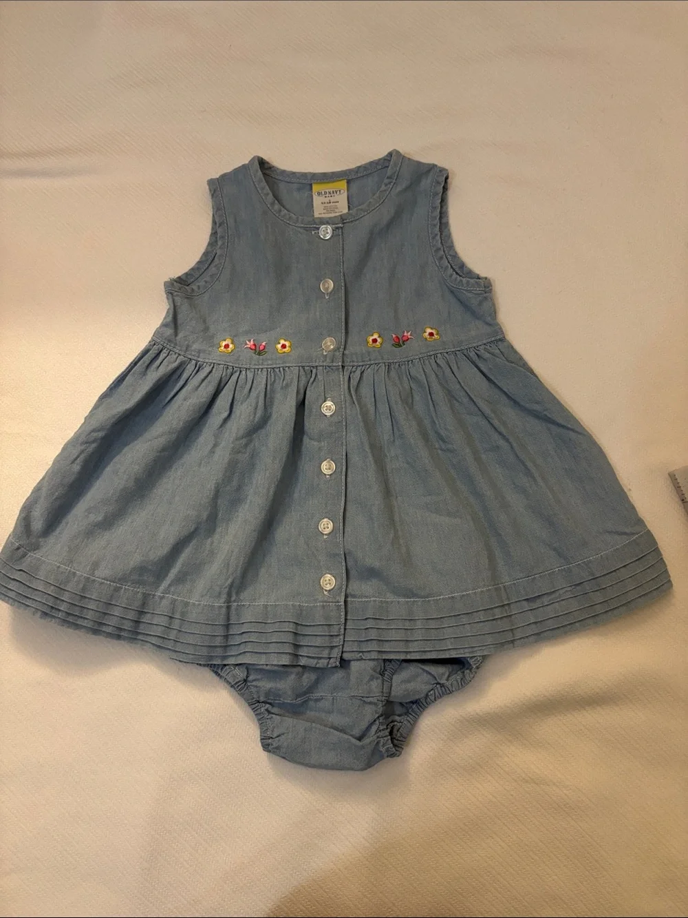 Vintage 1990’s Old Navy Dress and Bloomer Set with Floral Embroidery